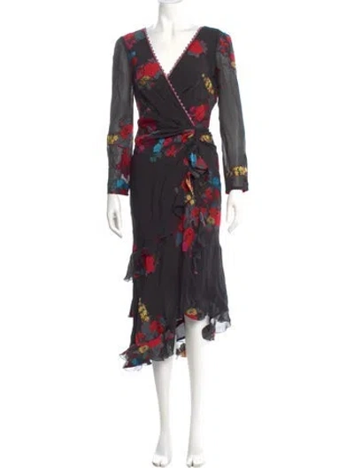 Pre-owned Etro Floral Print Long Dress In Multi