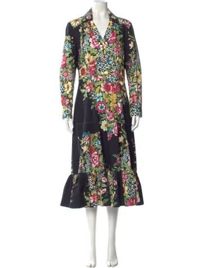 Pre-owned Etro Floral Print Long Dress In Multi