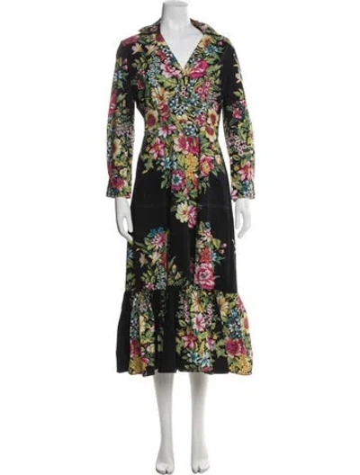 Pre-owned Etro Floral Print Long Dress In Multi