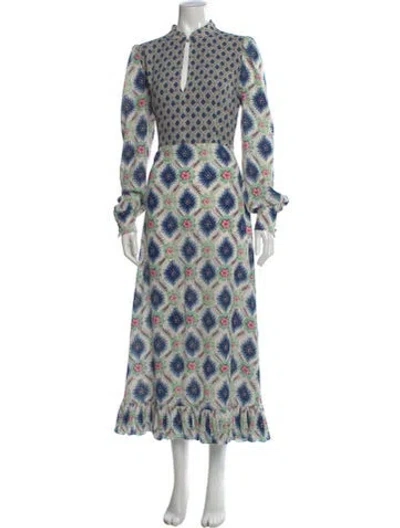 Pre-owned Etro Floral Print Long Dress In Multi