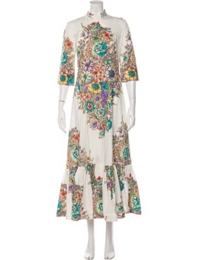 Pre-owned Etro Floral Print Long Dress In Multi