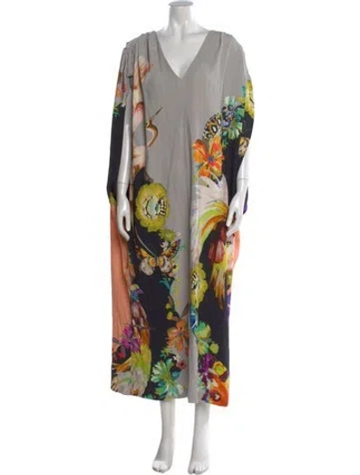 Pre-owned Etro Floral Print Long Dress In Multi