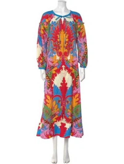 Pre-owned Etro Floral Print Long Dress In Neutral