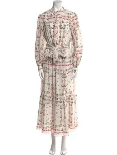 Pre-owned Etro Floral Print Long Dress In Neutral