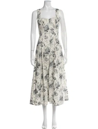Pre-owned Etro Floral Print Long Dress In Neutral