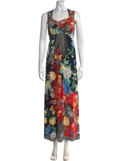 Pre-owned Etro Floral Print Long Dress In Red