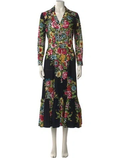 Pre-owned Etro Floral Print Long Dress W/ Tags In Black