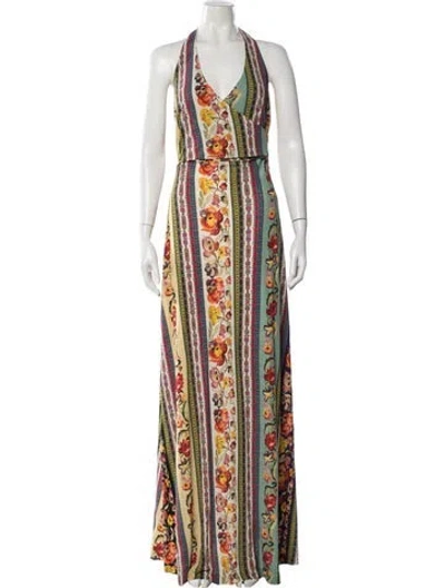 Pre-owned Etro Floral Print Long Dress W/ Tags In Multi