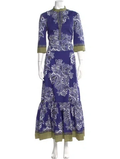 Pre-owned Etro Floral Print Long Dress W/ Tags In Purple