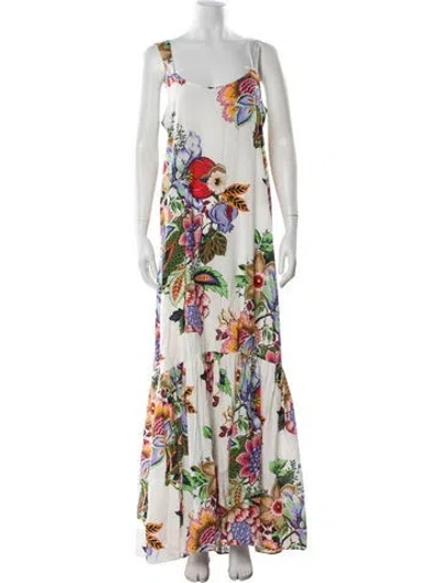 Pre-owned Etro Floral Print Long Dress In White