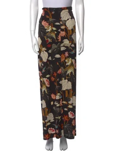 Pre-owned Etro Floral Print Long Skirt In Black