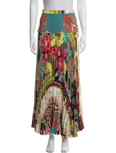 Pre-owned Etro Floral Print Long Skirt In Blue