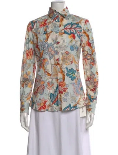 Pre-owned Etro Floral Print Long Sleeve Blouse