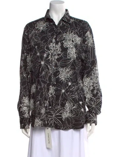 Pre-owned Etro Floral Print Long Sleeve Blouse In Black