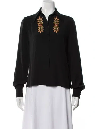 Pre-owned Etro Floral Print Long Sleeve Blouse In Black
