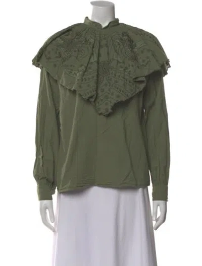 Pre-owned Etro Floral Print Long Sleeve Blouse In Green