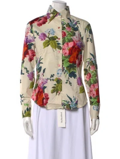 Pre-owned Etro Floral Print Long Sleeve Blouse In Green