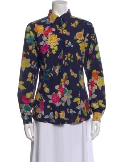 Pre-owned Etro Floral Print Long Sleeve Blouse In Multi