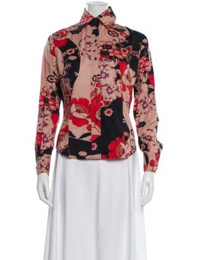 Pre-owned Etro Floral Print Long Sleeve Blouse In Multi