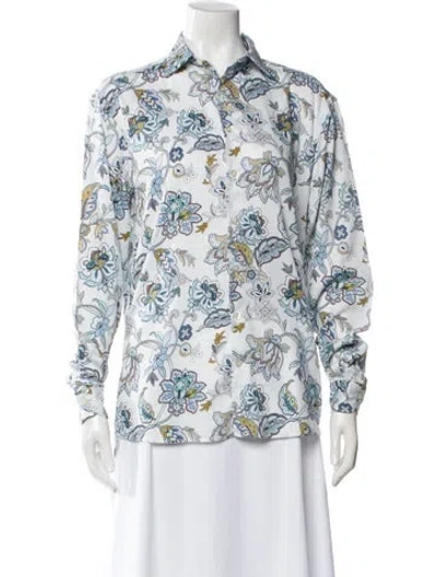 Pre-owned Etro Floral Print Long Sleeve Blouse In Multi
