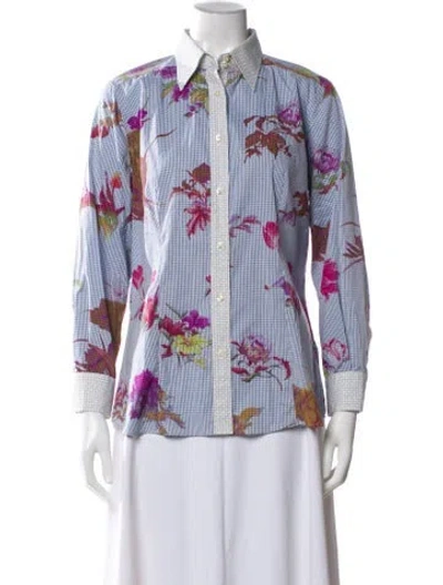 Pre-owned Etro Floral Print Long Sleeve Blouse In Multi