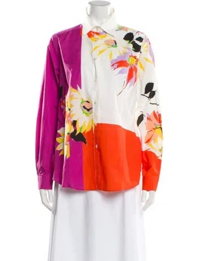 Pre-owned Etro Floral Print Long Sleeve Blouse In Multi
