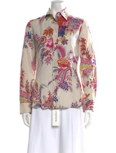 Pre-owned Etro Floral Print Long Sleeve Blouse In Multi