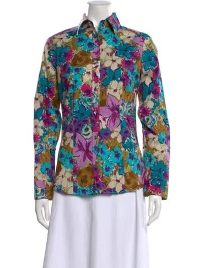 Pre-owned Etro Floral Print Long Sleeve Blouse In Multi