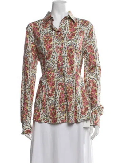 Pre-owned Etro Floral Print Long Sleeve Blouse In Multicolor