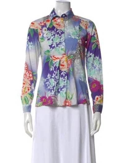 Pre-owned Etro Floral Print Long Sleeve Blouse In Multicolor
