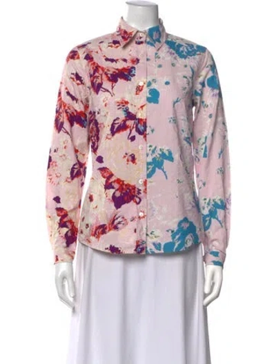 Pre-owned Etro Floral Print Long Sleeve Blouse In Multicolor