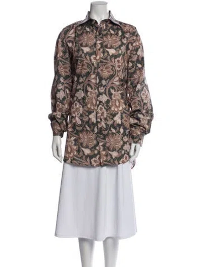 Pre-owned Etro Floral Print Long Sleeve Blouse In Neutral
