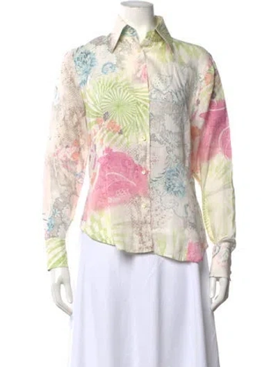 Pre-owned Etro Floral Print Long Sleeve Blouse In Neutrals