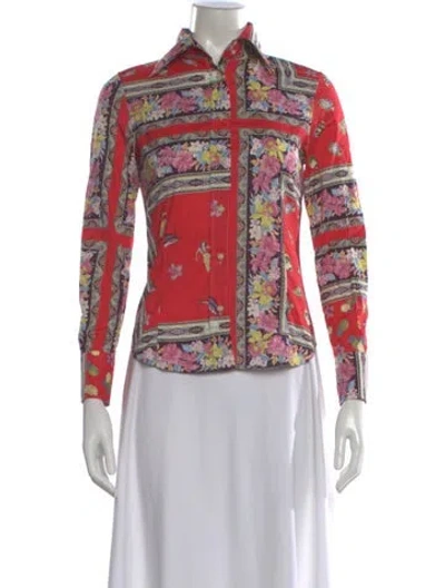Pre-owned Etro Floral Print Long Sleeve Blouse In Pink