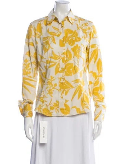 Pre-owned Etro Floral Print Long Sleeve Blouse In Yellow