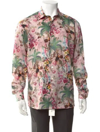 Pre-owned Etro Floral Print Long Sleeve Dress Shirt In Multicolor