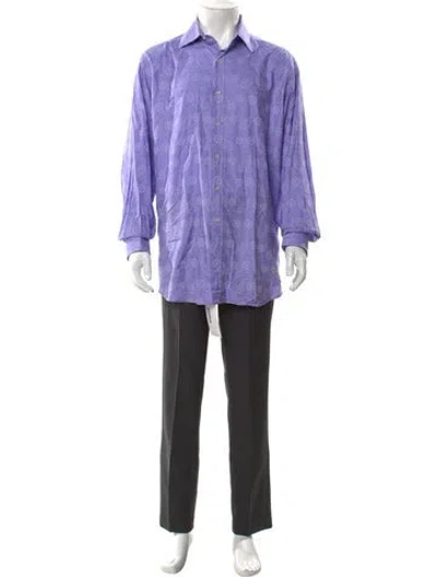 Pre-owned Etro Floral Print Long Sleeve Dress Shirt In Purple