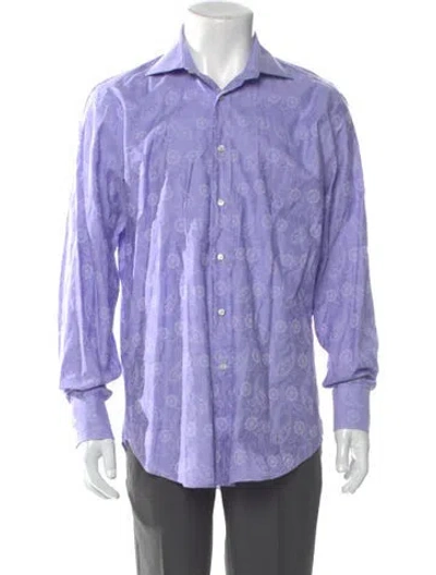Pre-owned Etro Floral Print Long Sleeve Dress Shirt In Purple