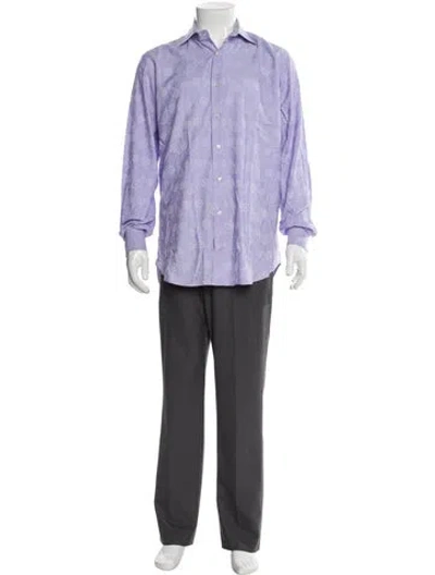 Pre-owned Etro Floral Print Long Sleeve Dress Shirt In Purple