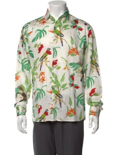 Pre-owned Etro Floral Print Long Sleeve Dress Shirt In White