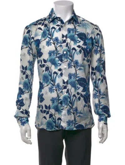Pre-owned Etro Floral Print Long Sleeve Shirt In Blue