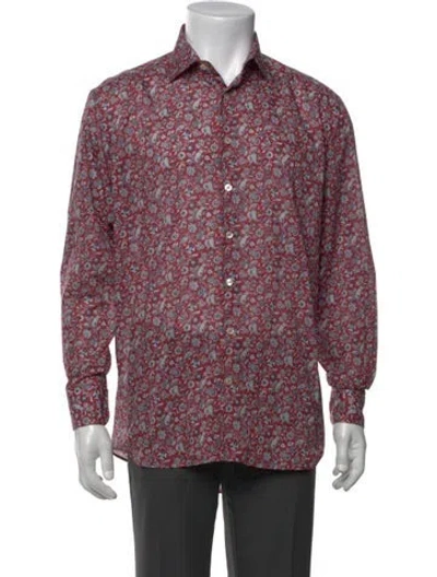 Pre-owned Etro Floral Print Long Sleeve Shirt In Burgundy