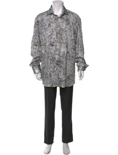 Pre-owned Etro Floral Print Long Sleeve Shirt In Gray