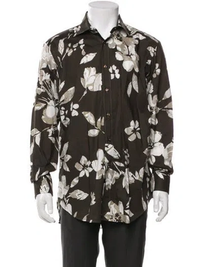 Pre-owned Etro Floral Print Long Sleeve Shirt In Green