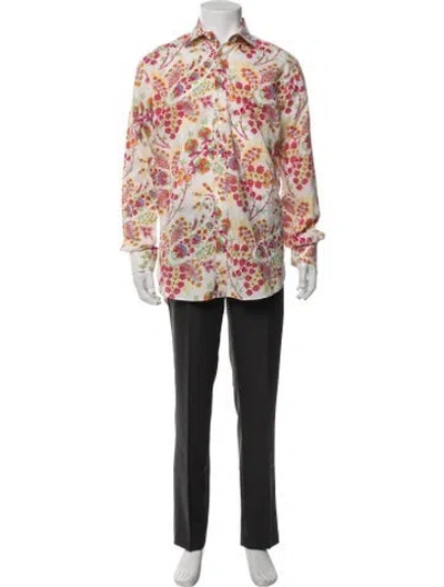 Pre-owned Etro Floral Print Long Sleeve Shirt In Neutral