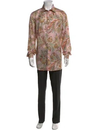 Pre-owned Etro Floral Print Long Sleeve Shirt In Orange