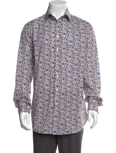 Pre-owned Etro Floral Print Long Sleeve Shirt In White