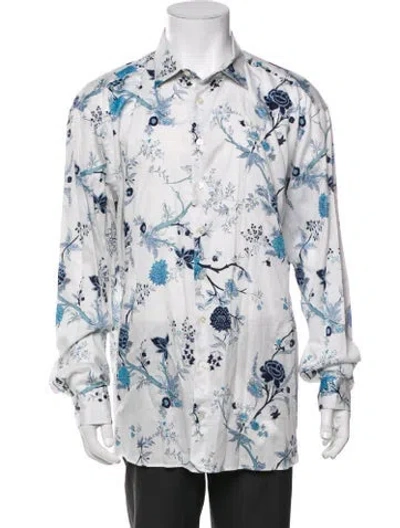Pre-owned Etro Floral Print Long Sleeve Shirt In White