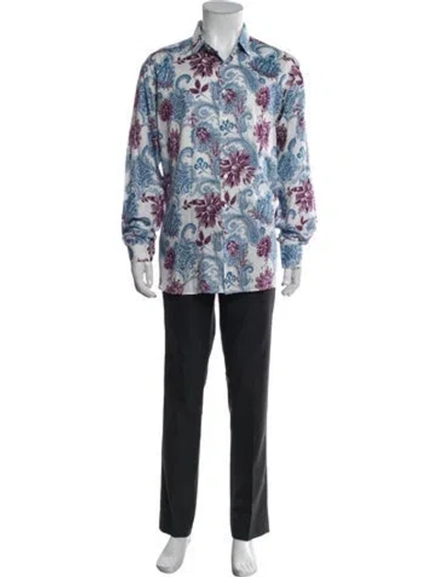 Pre-owned Etro Floral Print Long Sleeve Shirt In White