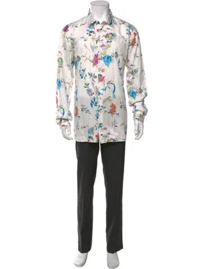 Pre-owned Etro Floral Print Long Sleeve Shirt In White